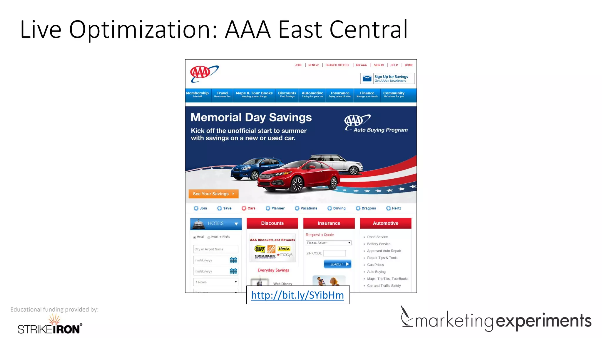 Educational funding provided by:
Live Optimization: AAA East Central
http://bit.ly/SYibHm
 