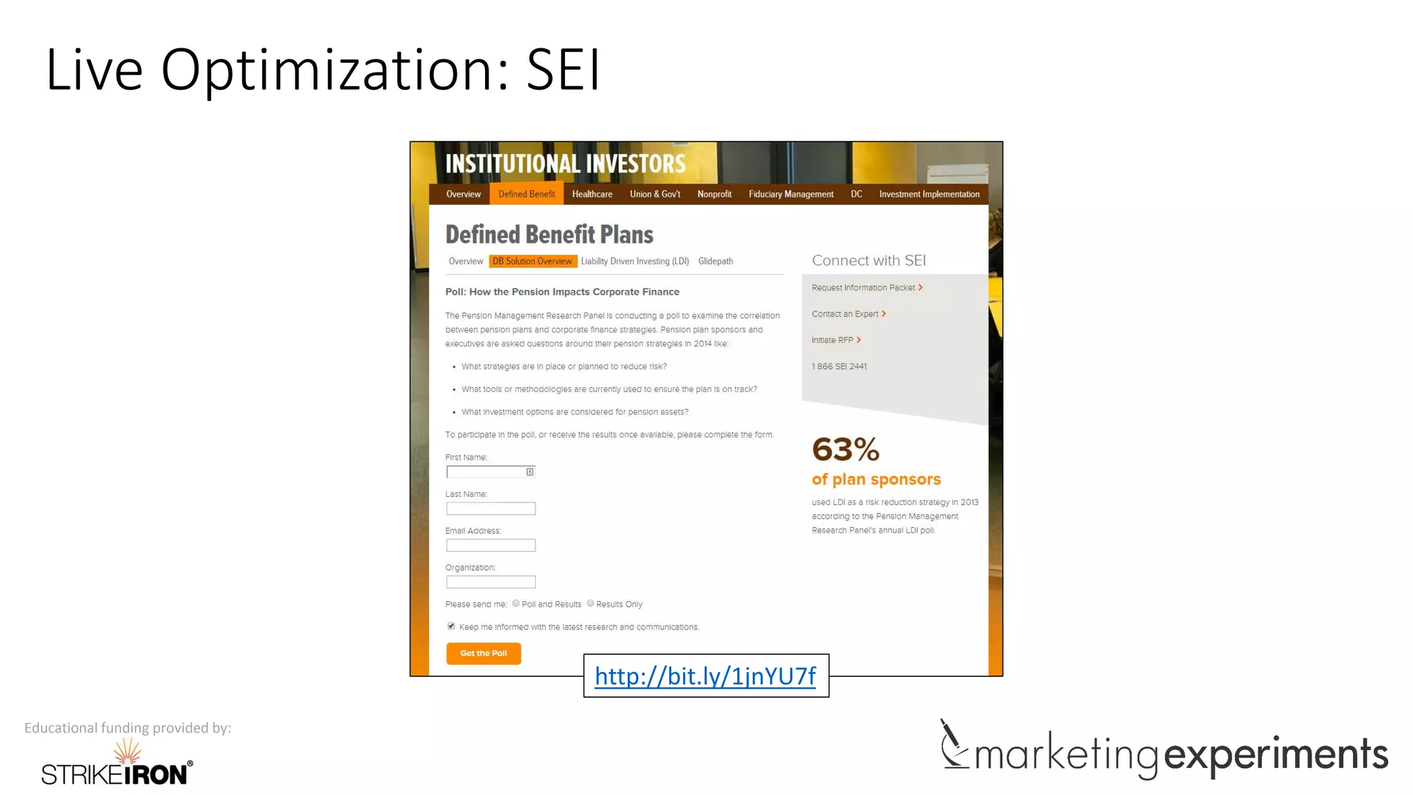 Educational funding provided by:
Live Optimization: SEI
http://bit.ly/1jnYU7f
 