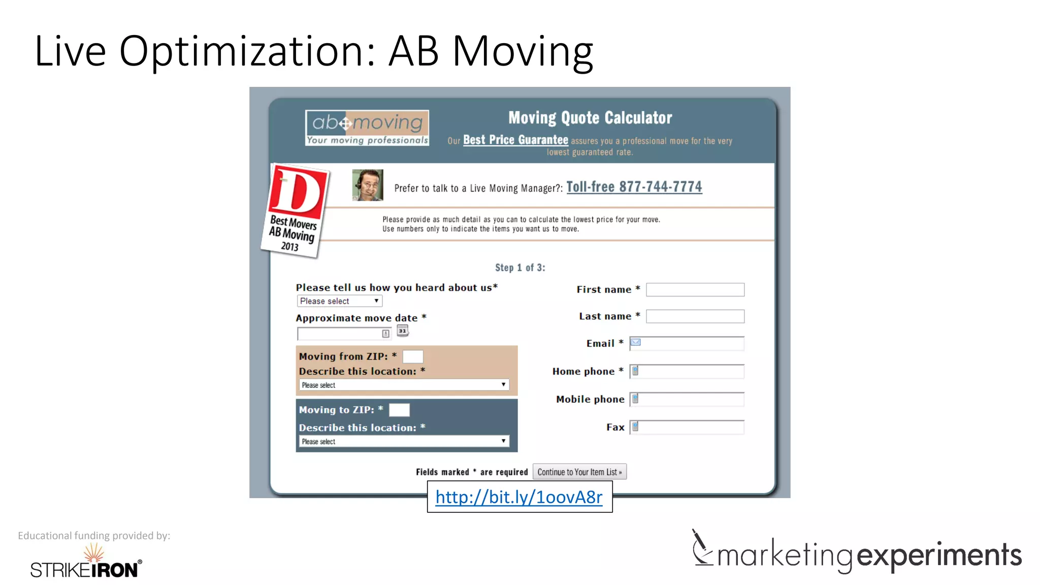 Educational funding provided by:
Live Optimization: AB Moving
http://bit.ly/1oovA8r
 