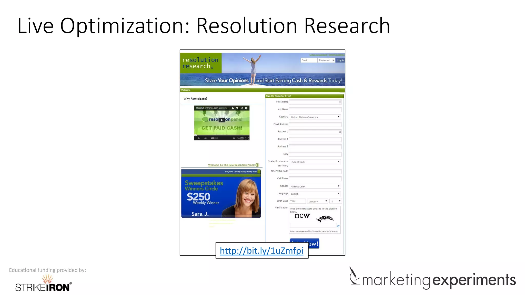 Educational funding provided by:
Live Optimization: Resolution Research
http://bit.ly/1uZmfpi
 