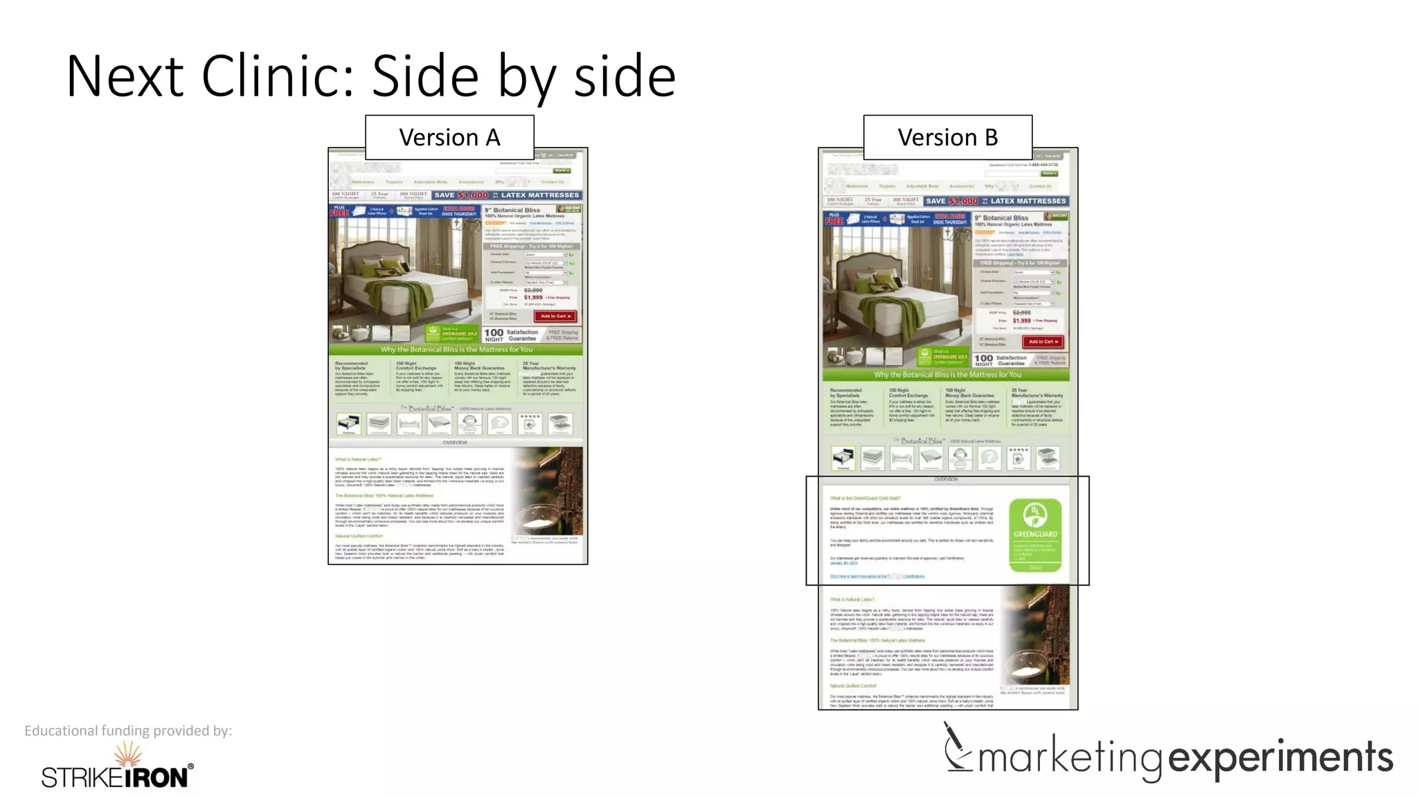 Educational funding provided by:
Next Clinic: Side by side
Version A Version B
 