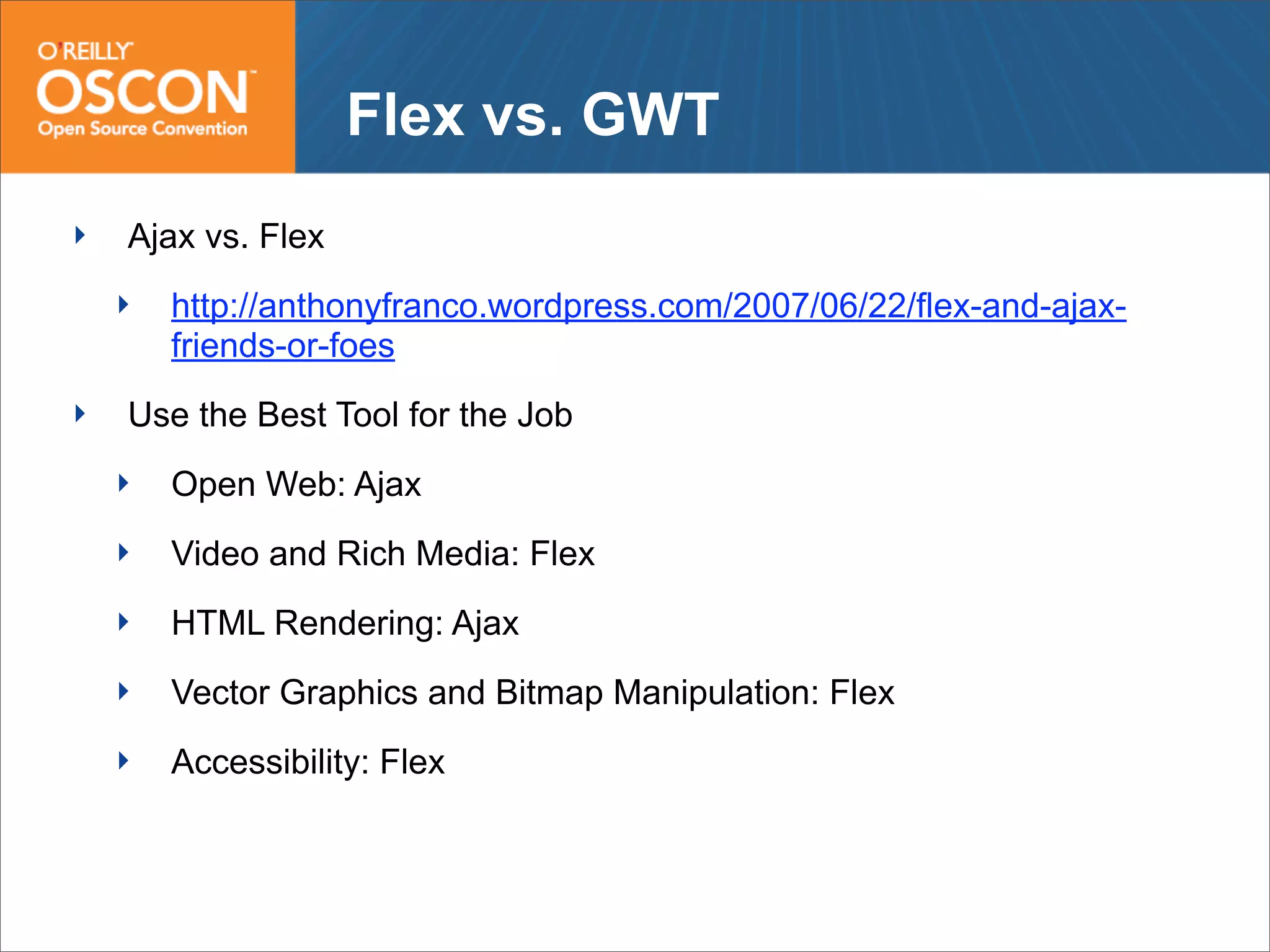 Web Frameworks of the Future: Flex, GWT, Grails and Rails