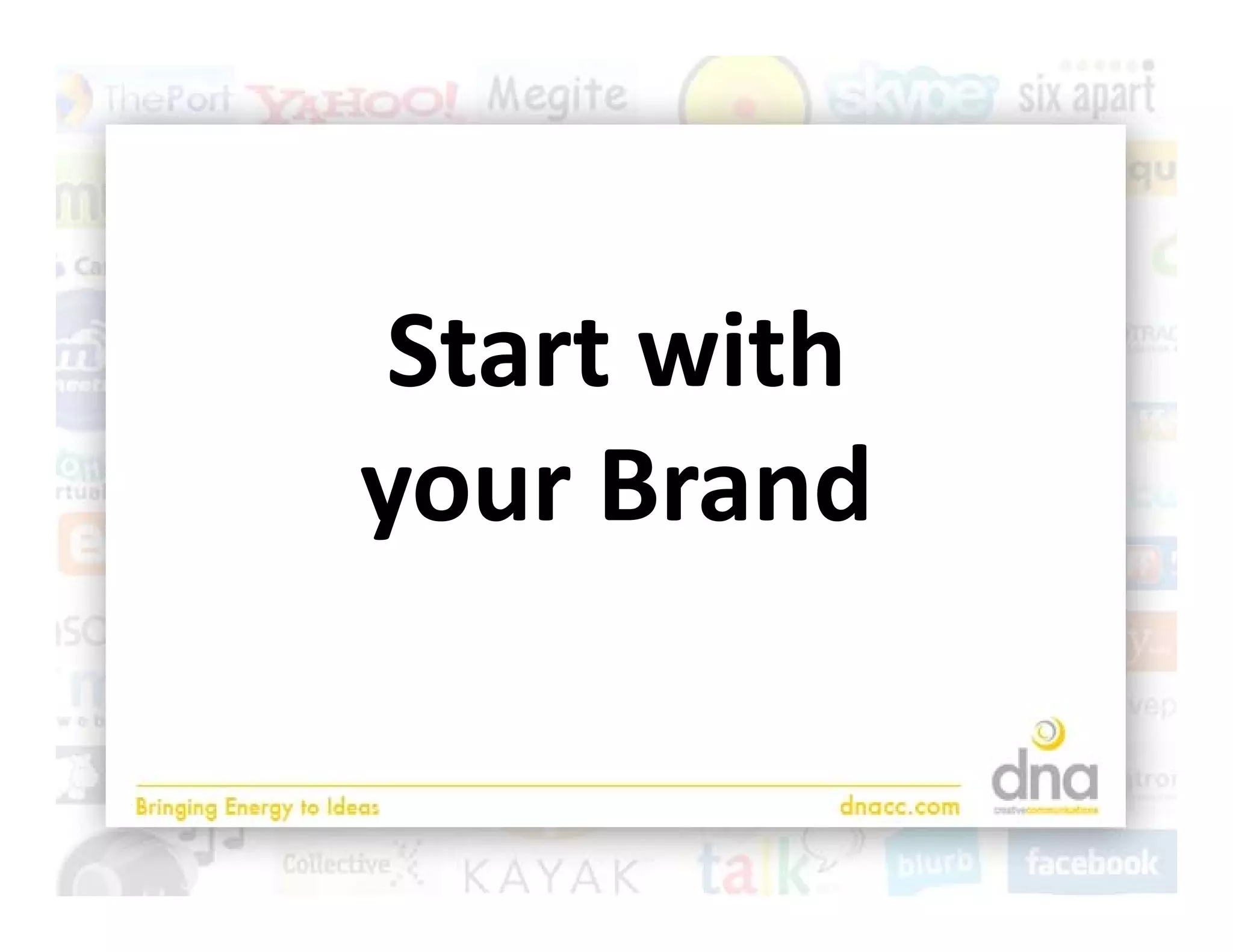Start with 
y
your Brand
 