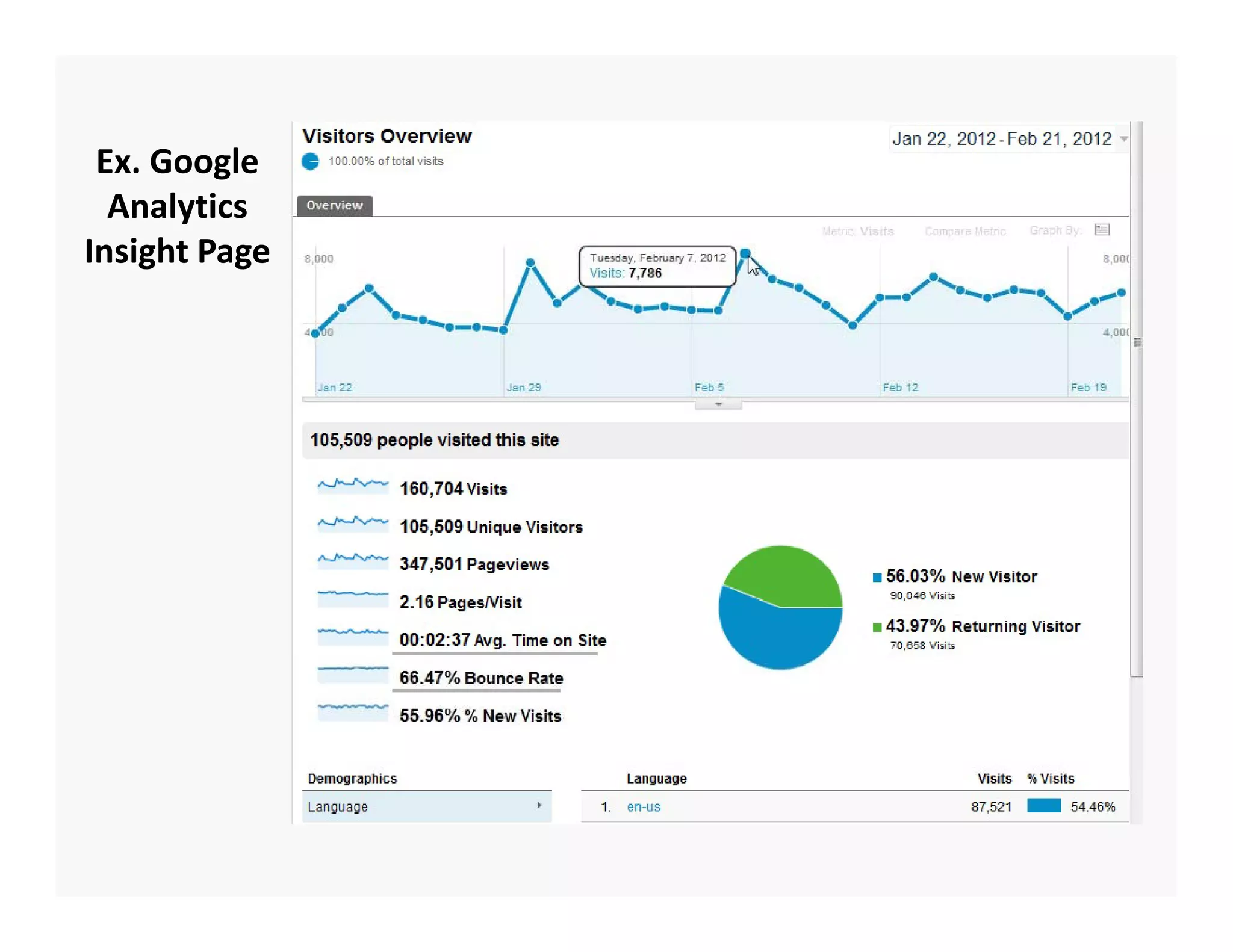 Ex. Google 
         g
  Analytics 
Insight Page
 