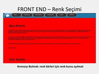 FRONT END – Renk Seçimi
Kırmızıyı Bulmak: renk körleri için renk kursu açılmalı
 