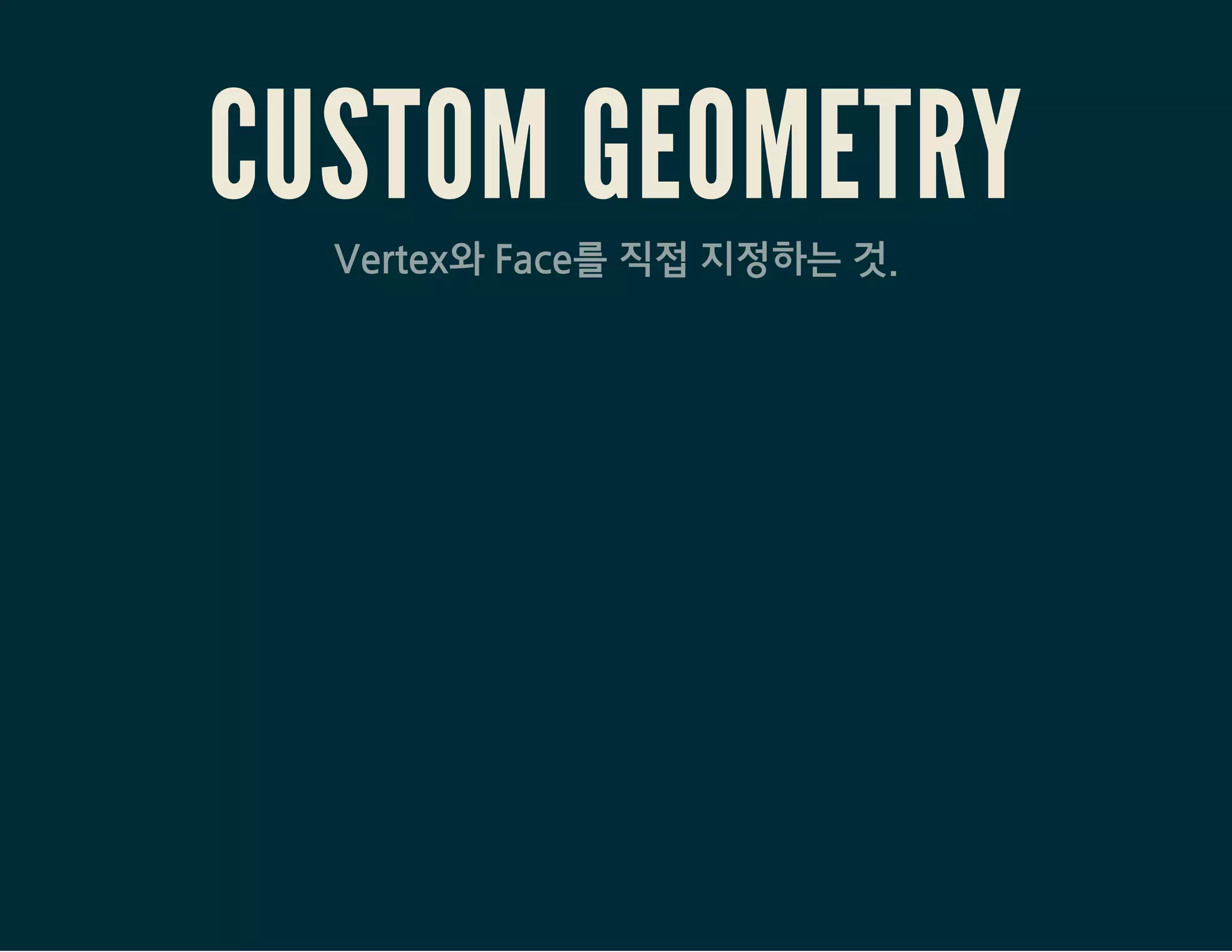 CUSTOM GEOMETRYVertex와 Face를 직접 지정하는 것.
 