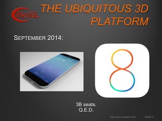 THE UBIQUITOUS 3D 
PLATFORM 
SEPTEMBER 2014: 
http://www.tonyparisi.com 9/8/2014 
3B seats. 
Q.E.D. 
 