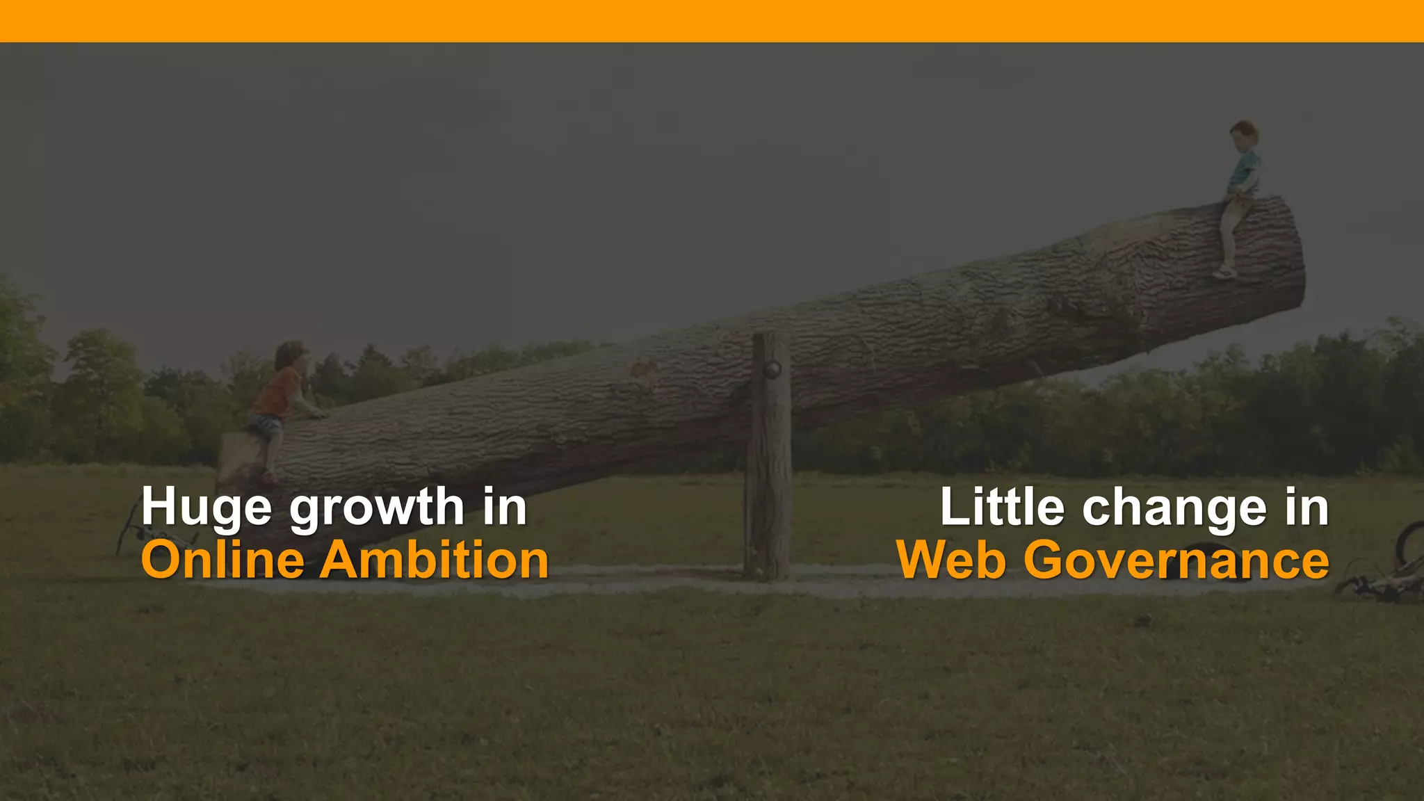 @diffily | @siteimprove | #WebGovernance@diffily | @siteimprove | #WebGovernance
Huge growth in
Online Ambition
Little change in
Web Governance
 