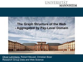 The Graph Structure of the Web
- Aggregated by Pay-Level Domain
Oliver Lehmberg, Robert Meusel, Christian Bizer
Research Group Data and Web Science
 