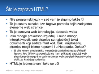 Html Tagova Osnovno o HTM-u | PPTX