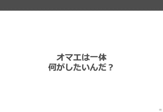 16
オマエは一体
何がしたいんだ？
 