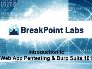 Introduction to
Web App Pentesting & Burp Suite 101
 