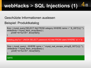 Webhacks am Beispiel PHP + MySQL