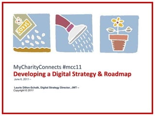 MyCharityConnects #mcc11
Developing a Digital Strategy & Roadmap
June 6, 2011 –


Laurie Dillon-Schalk, Digital Strategy Director, JWT –
Copyright © 2011
 