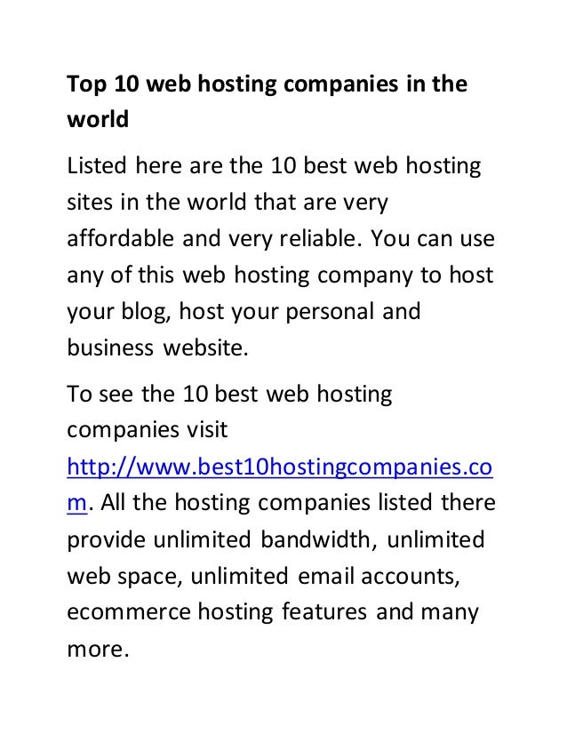 Top 10 Web Hosting Companies In The World Images, Photos, Reviews