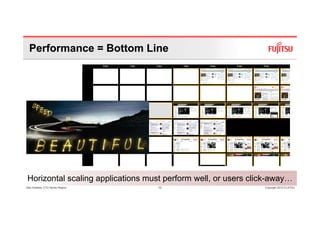 Performance = Bottom Line




 Horizontal scaling applications must perform well, or users click-away…
Glen Koskela, CTO Nordic Region    10                           Copyright 2010 FUJITSU
 