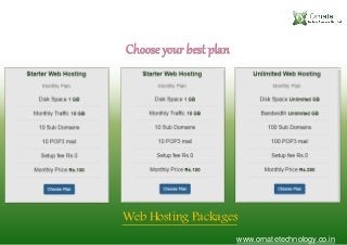 Choose your best plan
www.ornatetechnology.co.in
Web Hosting Packages
 