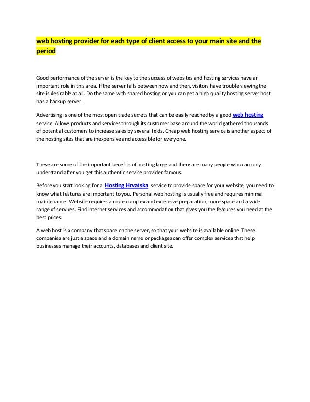 Web Hosting Provider For Each Type Of Client Access To Your Main Site Images, Photos, Reviews