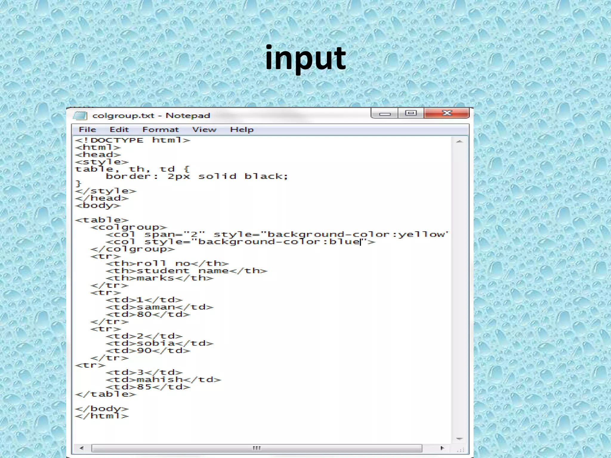 input
 