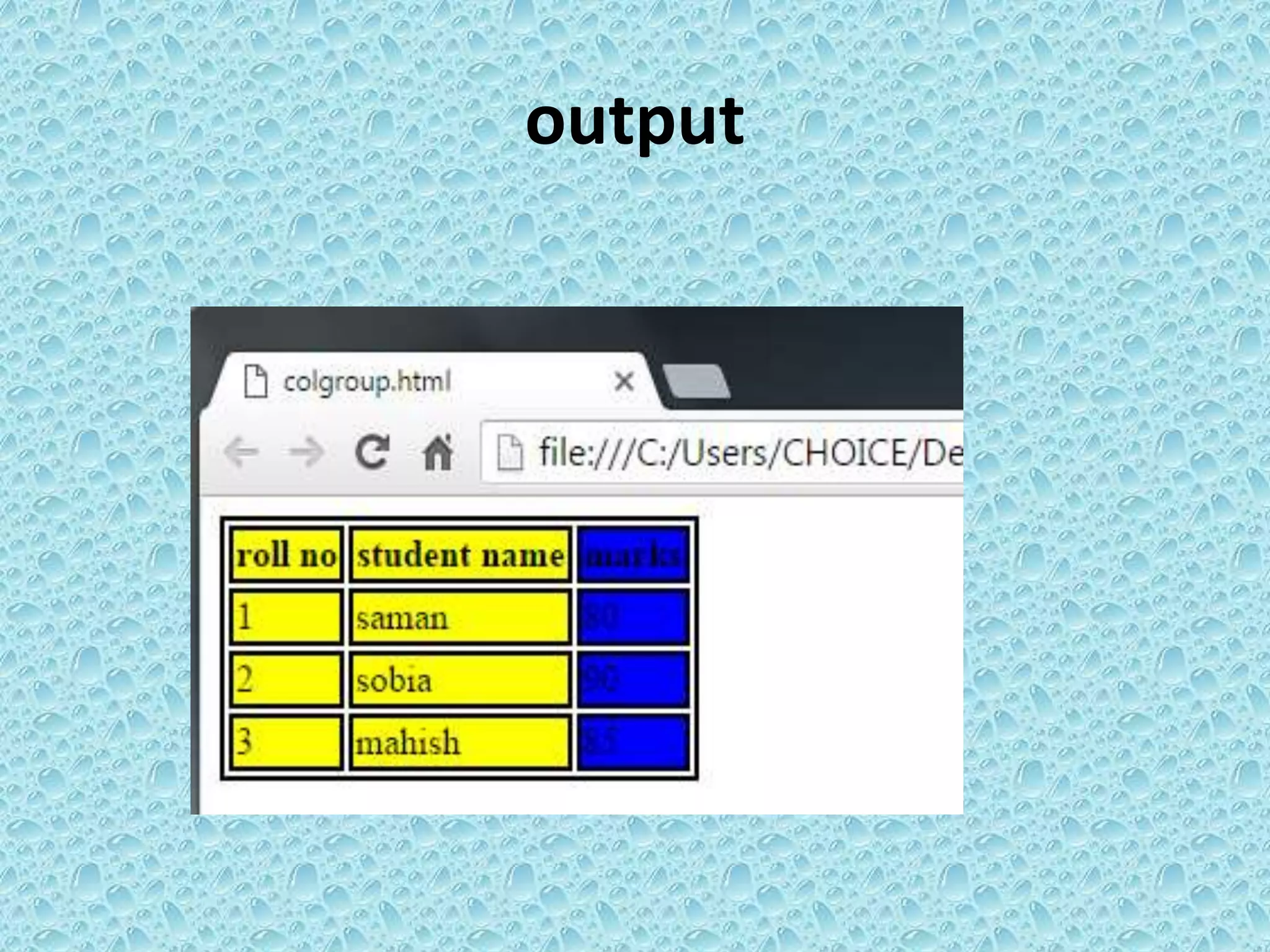 output
 