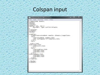 Colspan input
 