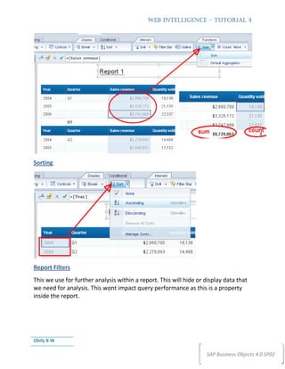 Web Intelligence Sap Tutorial Web Intelligence - Tutorial4 | PDF