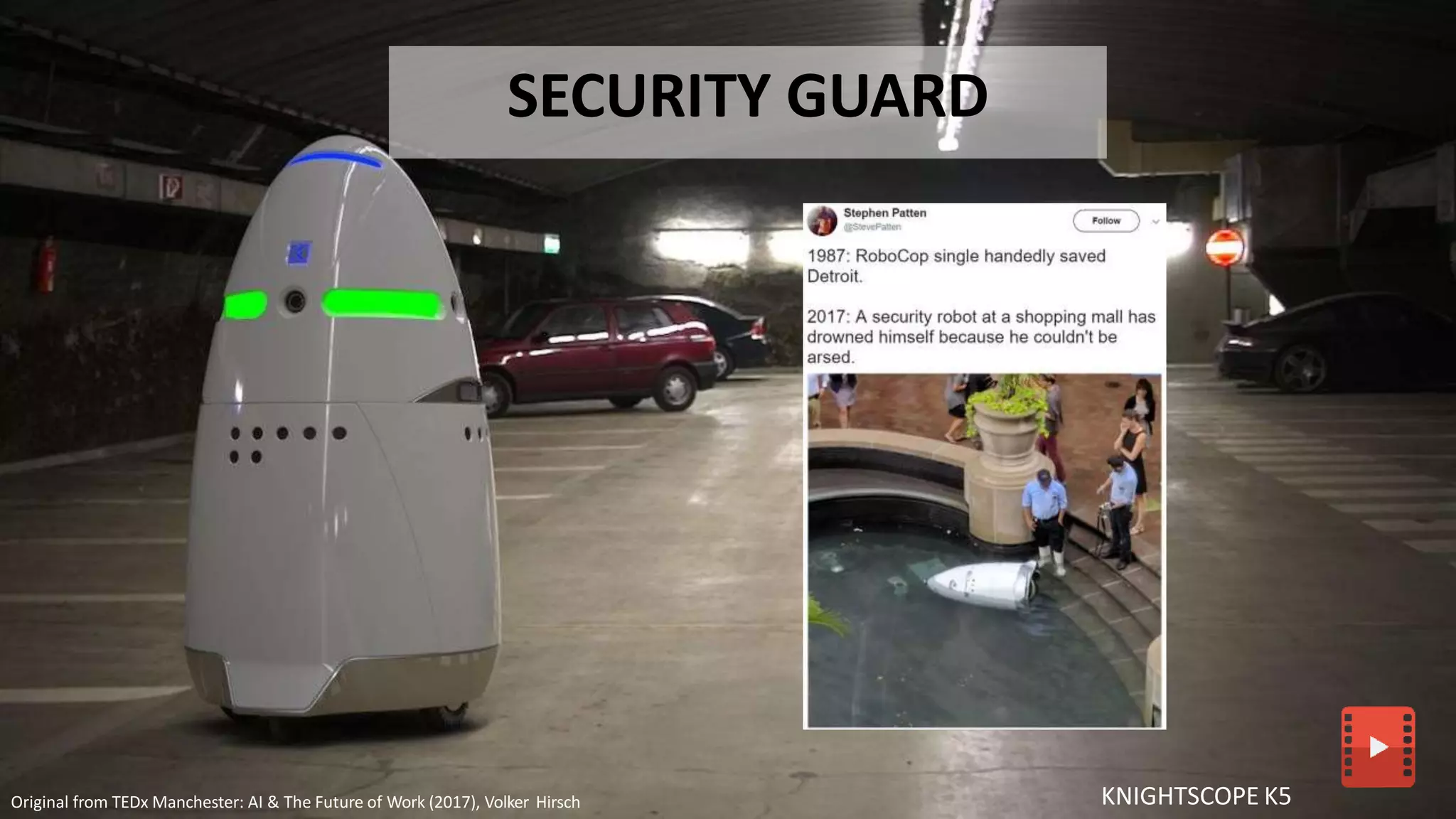 KNIGHTSCOPE K5
SECURITY GUARD
Original from TEDx Manchester: AI & The Future of Work (2017), Volker Hirsch
 