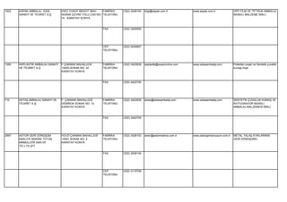 1622   ASPAK AMBALAJ GIDA         HACI YUSUF MESCİT MAH.   FABRİKA    (332) 3426100   bilgi@aspak.com.tr          www.aspak.com.tr              OPP FİLM VE TİFTRUK AMBALAJ
       SANAYİ VE TİCARET A.Ş.     ADANA ÇEVRE YOLU CAD.NO: TELEFONU                                                                             BASKILI MALZEME İMALİ.
                                  74 KARATAY KONYA


                                                           FAX        (332) 3425550




                                                           CEP        (532) 5249997
                                                           TELEFONU




1350   ASPLASTİK AMBALAJ SANAYİ   F.ÇAKMAK MAHALLESİ       FABRİKA    (332) 3422839   asplastik@superonline.com   www.astasambalaj.com          Polietilen poşet ve Sentetik çuvallık
       VE TİCARET A.Ş.            10455.SOKAK NO: 22       TELEFONU                                                                             kumaş imali.
                                  KARATAY KONYA


                                                           FAX        (332) 3422705




710    ASTAŞ AMBALAJ SANAYİ VE    F. ÇAKMAK MAHALLESİ      FABRİKA    (332) 3422839   astas@astasambalaj.com      www.astasambalaj.com          SENTETİK ÇUVALLIK KUMAŞ VE
       TİCARET A.Ş.               DEMİROK SOKAK NO: 10     TELEFONU                                                                             ROTOGRAVÜR BASKILI
                                  KARATAY KONYA                                                                                                 AMBALAJ MALZEMESİ İMALİ.


                                                           FAX        (332) 3422705




2997   ASTOR GERİ DÖNÜŞÜM         FEVZİ ÇAKMAK MAHALLESİ   FABRİKA    (332) 3426153   astor@astormakina.com.tr    www.astorgeridonusum.com.tr   METAL TALAŞ ATIKLARININ
       NAKLİYE MAKİNE TÜTÜN       10591.SOKAK NO: 2        TELEFONU                                                                             GERİ DÖNÜŞÜMÜ.
       MAMÜLLERİ SAN.VE           KARATAY KONYA
       TİC.LTD.ŞTİ.

                                                           FAX        (332) 3426154




                                                           CEP        (532) 3119726
                                                           TELEFONU
 
