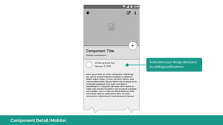 Articulate your design decisions
by adding justiﬁcations
Component Detail (Mobile)
 