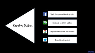 Kapalıya Doğru..
Web Deneyimini Kontrol Eder
Kullanıcı seçimini kısıtlar
Seçimleri etkileme potansiyeli
Öncelikli gelir seçimi
 