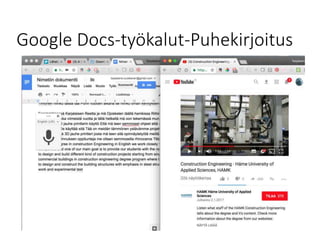 9.5.2018
ESITYKSEN NIMI TAI TEKIJÄ
Google Docs-työkalut-Puhekirjoitus
 