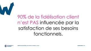 90% de la fidélisation client
n’est PAS influencée par la
satisfaction de ses besoins
fonctionnels.
 