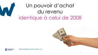 8
Un pouvoir d’achat
du revenu
identique à celui de 2008
 