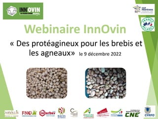 Webinaire InnOvin
« Des protéagineux pour les brebis et
les agneaux» le 9 décembre 2022
 