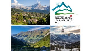 • Glacier 3000
• Golf 18 trous à 1600m
• Lacs de montagne
• Domaine skiable
• Bains thermaux
• Vignobles
Un grand choix d’...