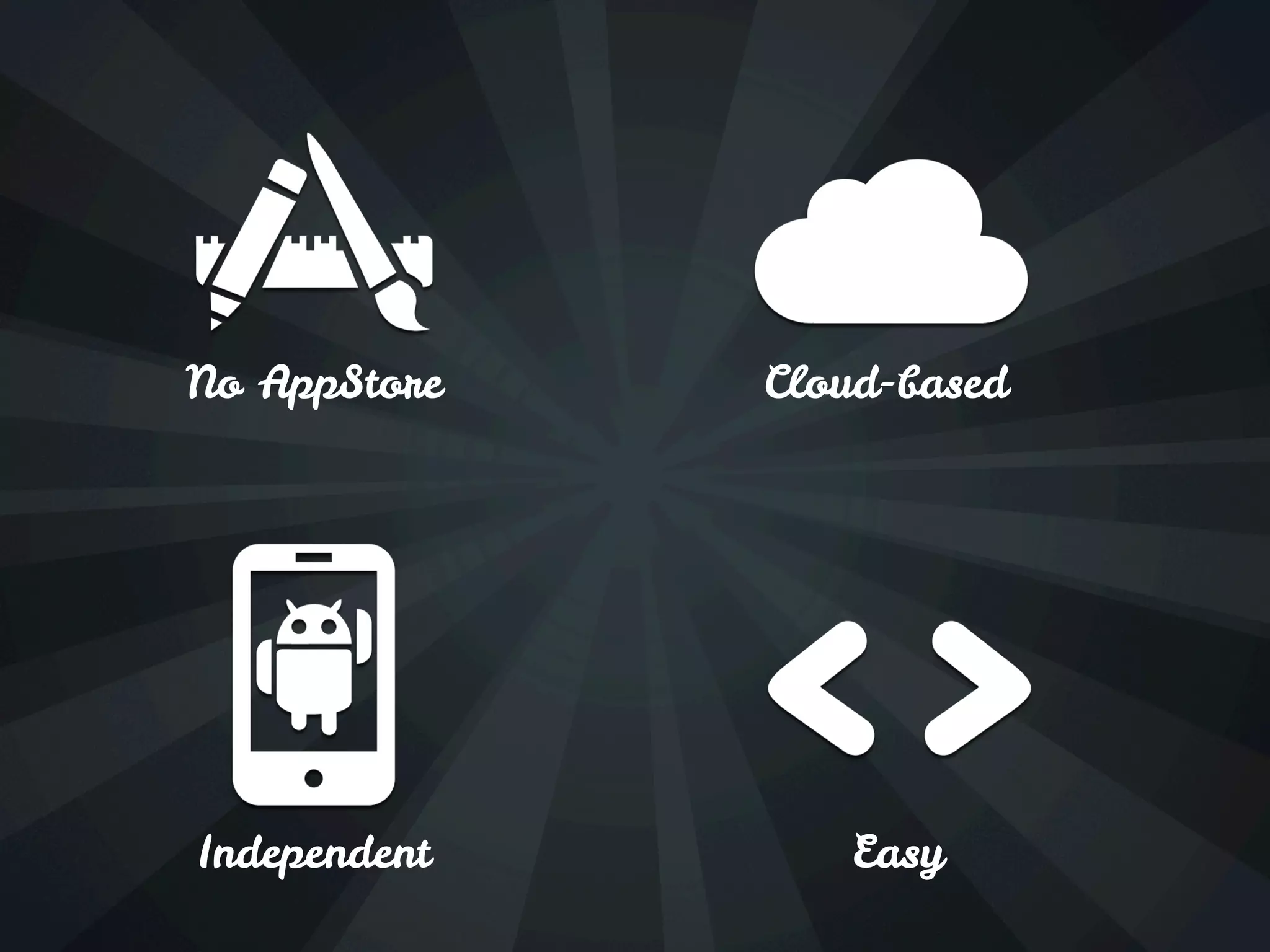 No AppStore Cloud-based
Independent Easy