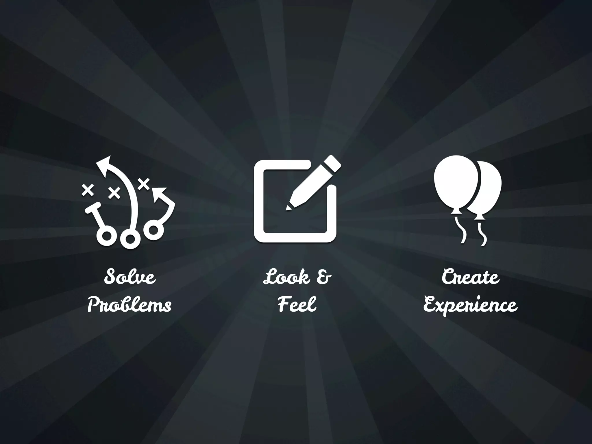 Solve Look & Create
Problems Feel Experience
