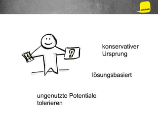 konservativer
Ursprung
lösungsbasiert
ungenutzte Potentiale
tolerieren
 