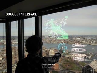 WEBINALE 2011                      BERLIN
Universal User Interfaces          31. Mai 2011




GOGGLE INTERFACE




                                                         Goggle Interface
                                                         2D Mixed Reality Mode

SENSORY-MINDS GMBH // PROFESSOR WOLFGANG HENSELER 2011                           14
 