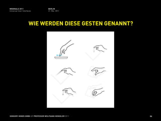 WEBINALE 2011                      BERLIN
Universal User Interfaces          31. Mai 2011




                      WIE WERDEN DIESE GESTEN GENANNT?




SENSORY-MINDS GMBH // PROFESSOR WOLFGANG HENSELER 2011   24
 