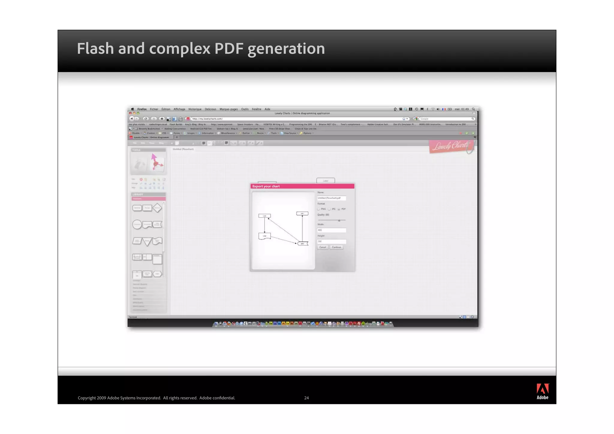 Flash and complex PDF generation




                                                                                          ®




Copyright 2009 Adobe Systems Incorporated. All rights reserved. Adobe con dential.   24
 
