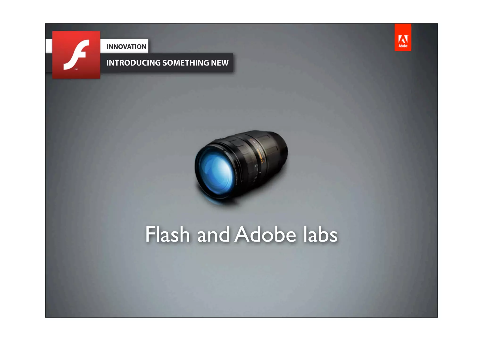 INNOVATION

INTRODUCING SOMETHING NEW




         Flash and Adobe labs
 