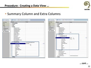 32
Procedure: Creating a Data View …
• Summary Column and Extra Columns
… cont …
 