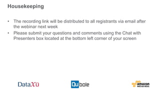 Housekeeping
• The recording link will be distributed to all registrants via email after
the webinar next week
• Please submit your questions and comments using the Chat with
Presenters box located at the bottom left corner of your screen
 