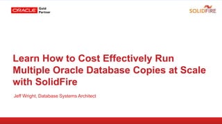 Learn How to Cost Effectively Run
Multiple Oracle Database Copies at Scale
with SolidFire
Jeff Wright, Database Systems Architect
 