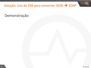 Solução: Uso do ESB para converter JSON  SOAP
Demonstração
15
 