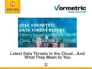 1
Latest Data Threats in the Cloud…And
What They Mean to You
 