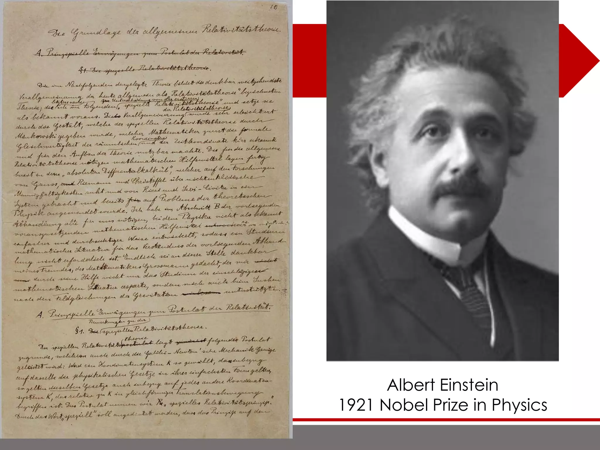 Albert Einstein
1921 Nobel Prize in Physics
 