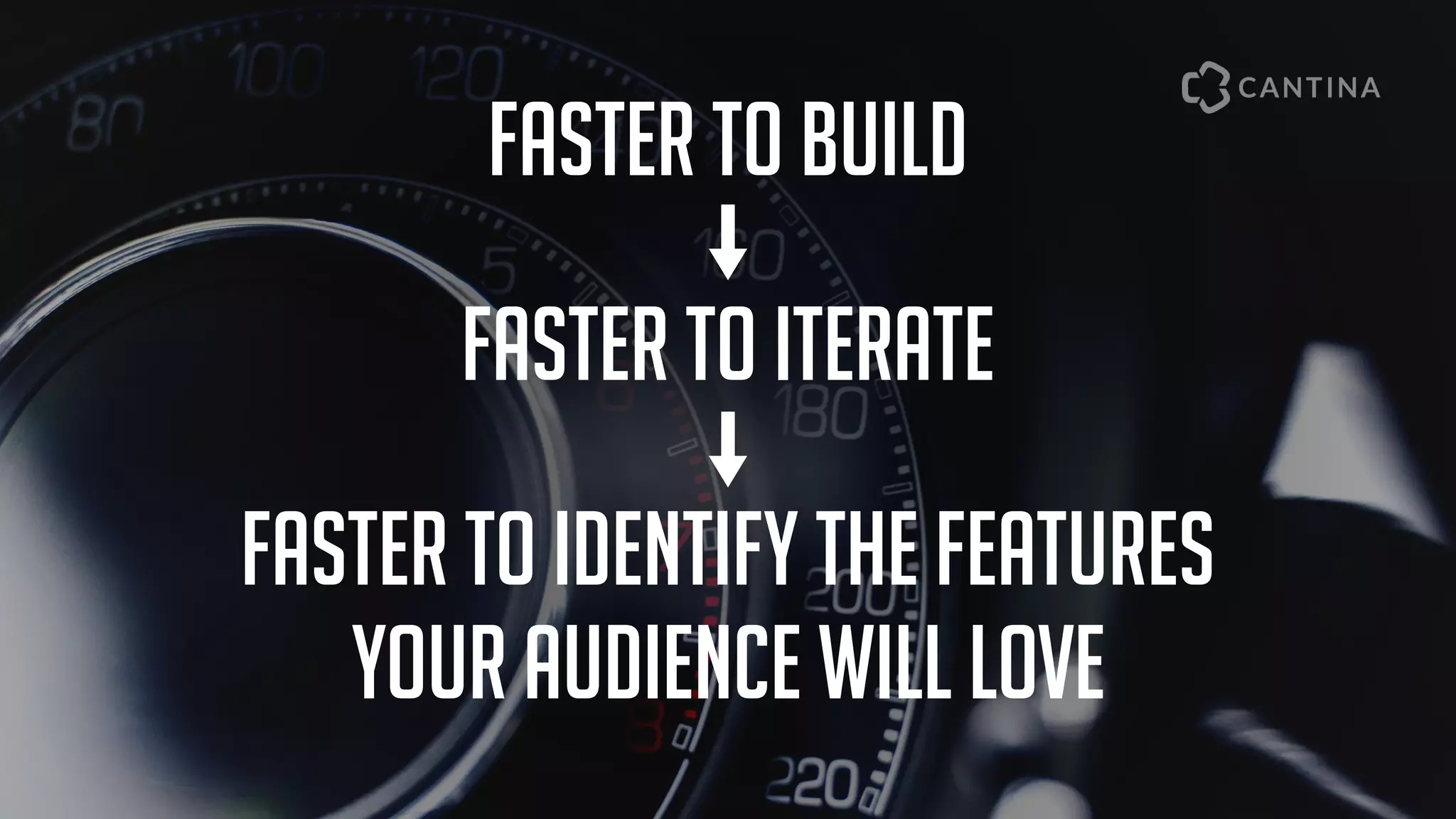 Faster to build
Faster to iterate
Faster to identify the features
your audience will love
 