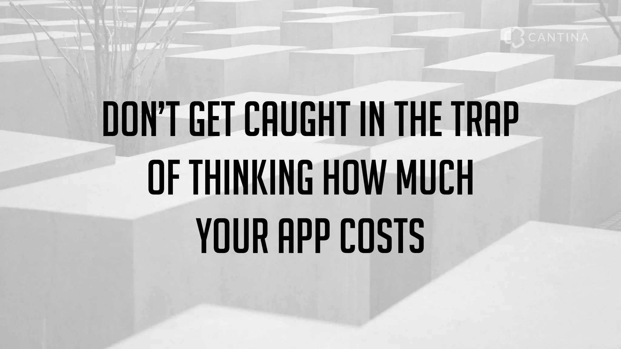 Don’t get caught in the trap
of thinking how much
Your app costs
 